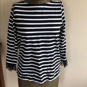 Jcrew Factory B&W Stripe Top w/ Tulle Sleeve